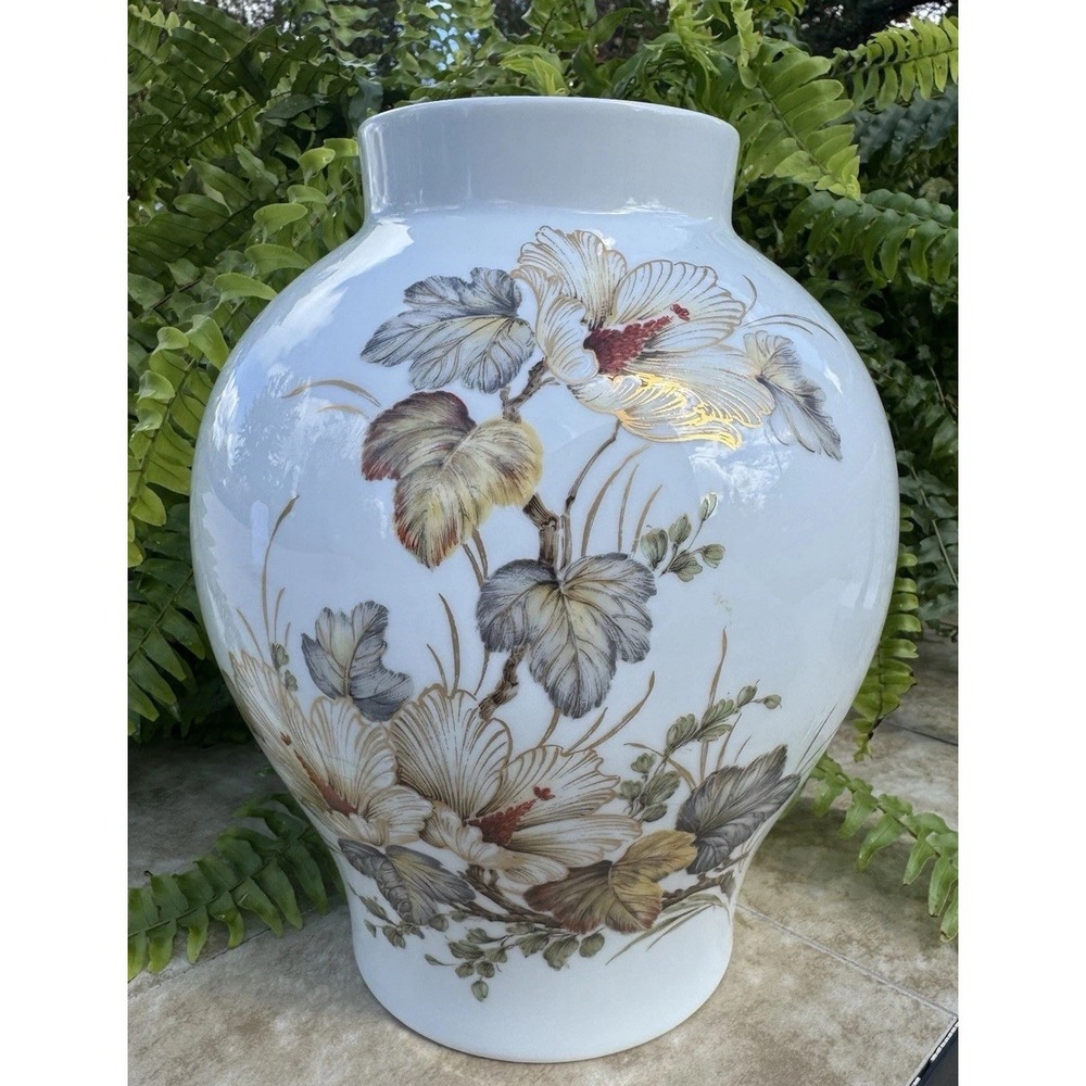 VTG Kaiser Porcelain Vase Alice by K. Nossek Large Floral Gold Gilded W. Germany